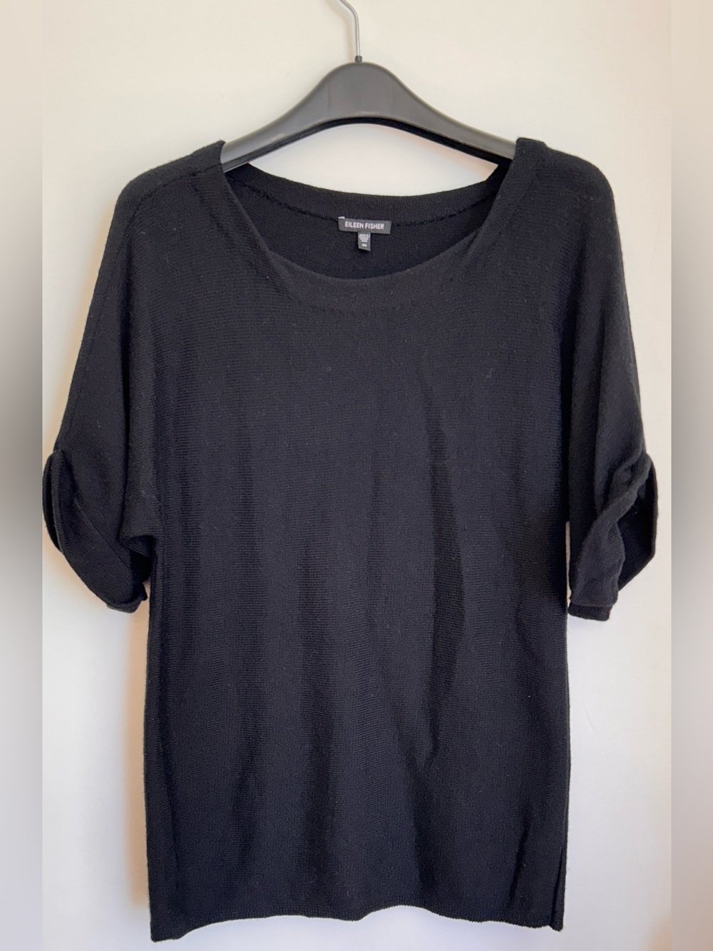 EILEEN FISHER 100% MERINO WOOL SHORT SLEEVE SWEATER